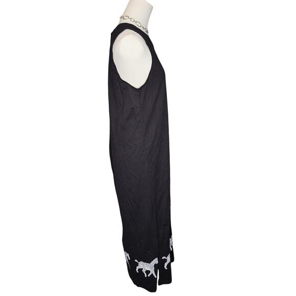 Vtg 90s Y2k TY Original Black White Zebra Cotton Maxi Side Slit Tank Dress M - Picture 5 of 7